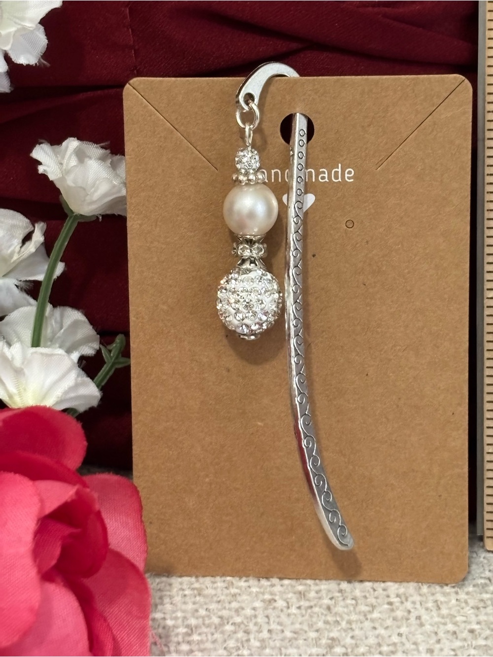 📚 Pearl and Crystal Bookmark